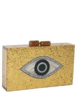 Fashion Square Eye Gold Texture Acrylic Clutch Handbag HBG-104490 GOLD